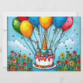 Invitation Ballons d'anniversaire colorés (Dos)