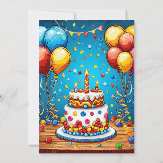 Invitation Ballons d'anniversaire colorés (Devant)