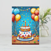 Invitation Ballons d'anniversaire colorés (Debout devant)