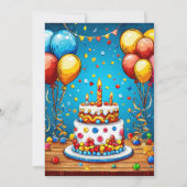 Invitation Ballons d'anniversaire colorés (Dos)