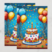 Invitation Ballons d'anniversaire colorés (Devant / Derrière)
