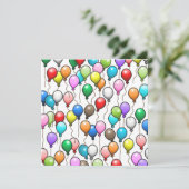 Invitation Ballons d'anniversaire colorés (Debout devant)