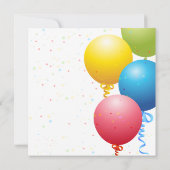 Invitation Ballons d'anniversaire colorés Fête des enfants (Dos)