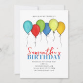 Invitation Ballons d'anniversaire Confetti QR Code Médias soc (Devant)
