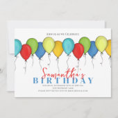 Invitation Ballons d'anniversaire Confetti QR Code Médias soc (Devant)