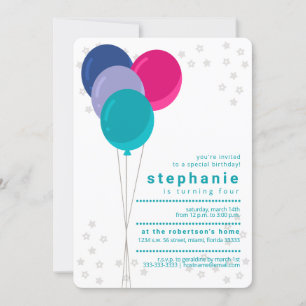 Invitation Ballons d'anniversaire Cool malveillants