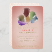 Invitation Ballons d'anniversaire | Fête d'anniversaire (Devant / Derrière)