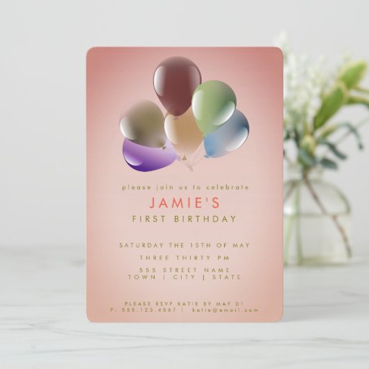 Invitation Ballons d'anniversaire | Fête d'anniversaire (Debout devant)