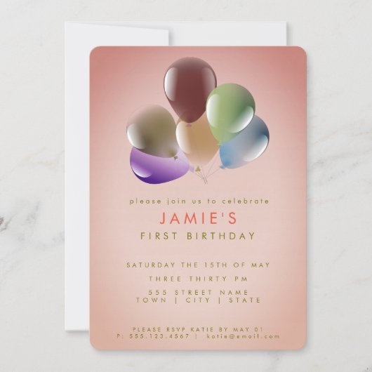 Invitation Ballons d'anniversaire | Fête d'anniversaire (Devant)