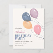 Invitation Ballons d'anniversaire minimalistes (Devant)