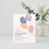 Invitation Ballons d'anniversaire minimalistes (Debout devant)