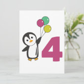 Invitation Ballons d'anniversaire Penguin pour enfants Invita (Debout devant)