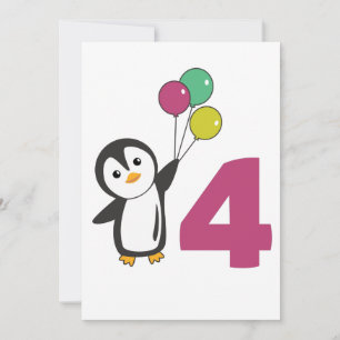 Invitation Ballons d'anniversaire Penguin pour enfants Invita