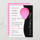 Invitation Ballons d'anniversaire rose (Devant / Derrière)