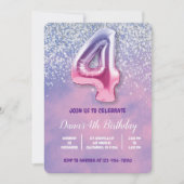 Invitation Ballons d'anniversaire violet et rose 4 (Devant)