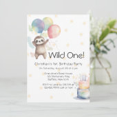 Invitation Ballons d'aquarelle mignonne Sloth Wild un anniver (Debout devant)