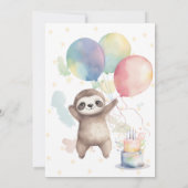 Invitation Ballons d'aquarelle mignonne Sloth Wild un anniver (Dos)