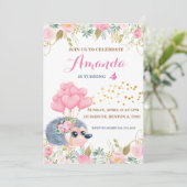 Invitation Ballons d'arc de hérisson animaux d'anniversaire f (Debout devant)