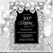 Invitation Ballons d'argent 100e fête d'anniversaire