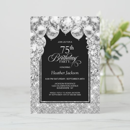 Invitation Ballons d'argent 75e anniversaire (Debout devant)