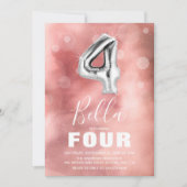 Invitation Ballons d'argent du quatrième anniversaire | Parti (Devant)