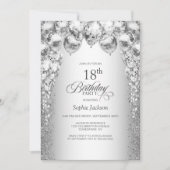 Invitation Ballons d'argent élégant 18e fête d'anniversaire (Devant)