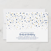 Invitation Ballons d'argent et de marine | Fête du 1er annive (Dos)