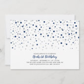 Invitation Ballons d'argent et de marine | Fête du 1er annive (Dos)