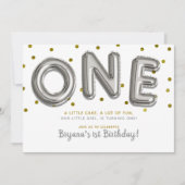 Invitation Ballons d'argent et d'or UN 1er anniversaire (Devant)