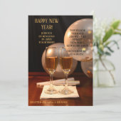 Invitation Ballons d'argent Flutes de Champagne du Nouvel An (Debout devant)