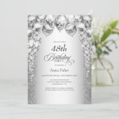 Invitation Ballons d'argent stylé N'importe quel âge fête d'a (Debout devant)