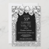Invitation Ballons d'argent Surprise 55e fête d'anniversaire (Devant)
