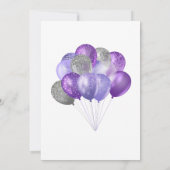 Invitation Ballons d'argent violet Anniversaire (Dos)
