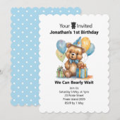 Invitation ballons de 1er anniversaire personnalisés (Devant / Derrière)