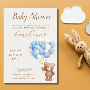 Invitation Ballons de Baby shower espagnol Teddy Bear