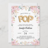Invitation Ballons de Baby shower floral "Prêt à pop" (Devant)