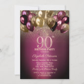 Invitation Ballons de Bourgogne Parties scintillant 90e anniv (Devant)