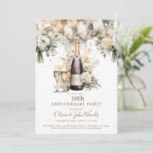 Invitation Ballons de champagne pour une élégante fête d'anni (Debout devant)