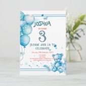 Invitation Ballons de charme et Teddy Bear Anniversaire (Debout devant)