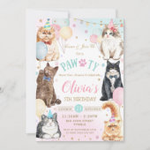 Invitation Ballons de chats pawty adorables (Devant)