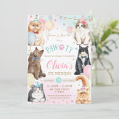 Invitation Ballons de chats pawty adorables (Debout devant)