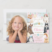 Invitation Ballons de chats pawty adorables mignons Photo Ann (Devant)