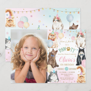 Invitation Ballons de chats pawty adorables mignons Photo Ann
