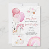 Invitation Ballons de cheval mignons Baby shower arc-en-ciel  (Devant)