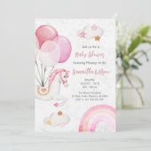 Invitation Ballons de cheval mignons Baby shower arc-en-ciel  (Debout devant)