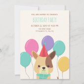 Invitation Ballons de chiot mignons anniversaire (Devant)