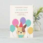 Invitation Ballons de chiot mignons anniversaire (Debout devant)