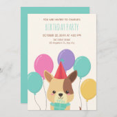 Invitation Ballons de chiot mignons anniversaire (Devant / Derrière)