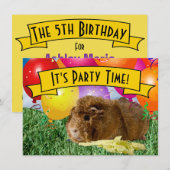 Invitation Ballons de cochon de Guinée Fête du 5e anniversair (Devant / Derrière)