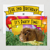 Invitation Ballons de cochons d'Inde pour la 2ème fête d'anni (Devant / Derrière)